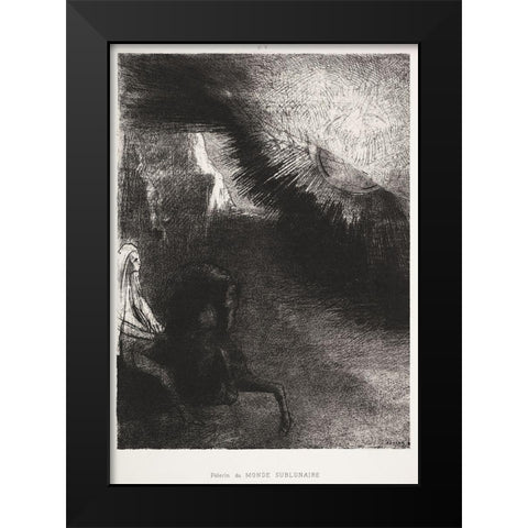 Pilgrim of the Sublunary World Black Modern Wood Framed Art Print by Redon, Odilon