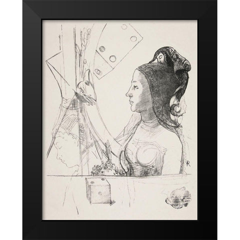 Untitled (1900) from the series Trial Plates Black Modern Wood Framed Art Print by Redon, Odilon