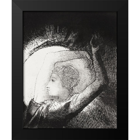 A Woman Clothed with a Sun Black Modern Wood Framed Art Print by Redon, Odilon