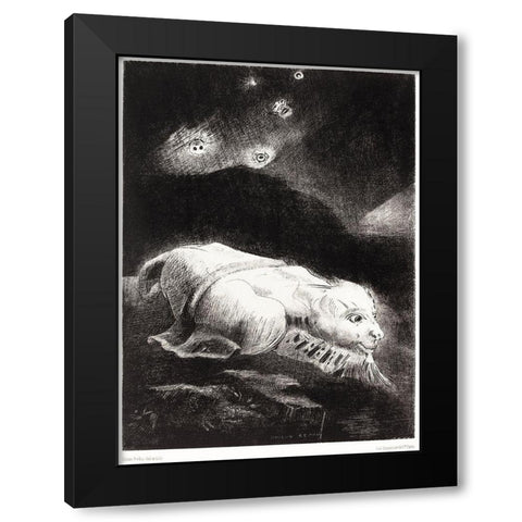 When Life Was Awakening in the Depths of Obscure Matter Black Modern Wood Framed Art Print with Double Matting by Redon, Odilon