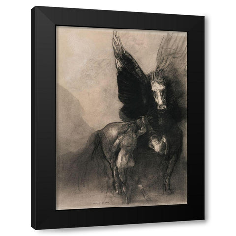 Pegasus and Bellerophon Black Modern Wood Framed Art Print with Double Matting by Redon, Odilon
