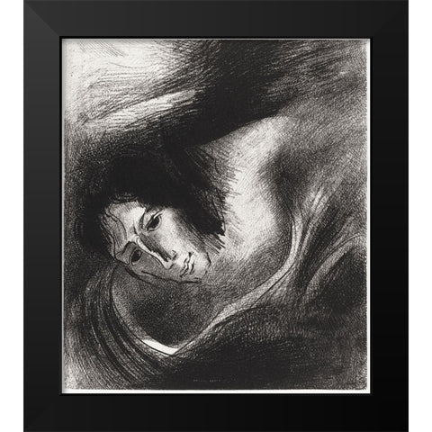 And the Devil That Deceived Them Was Cast Into the Lake of Fire and Brimstone, Where the Beast and t Black Modern Wood Framed Art Print by Redon, Odilon