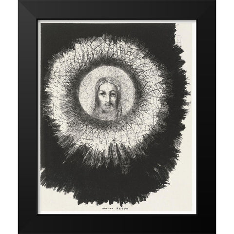 And the Face of Christ Shone in the Disk of the Sun Black Modern Wood Framed Art Print by Redon, Odilon