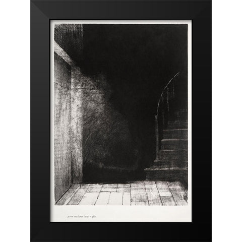 I Saw a Flash of Light. Large and Pale Black Modern Wood Framed Art Print by Redon, Odilon