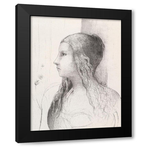 Brunnhilde Black Modern Wood Framed Art Print with Double Matting by Redon, Odilon
