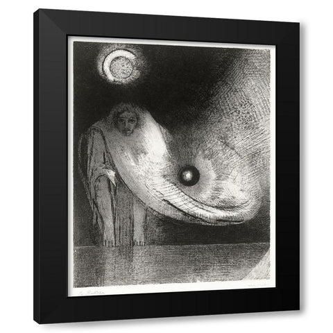 The Buddha Black Modern Wood Framed Art Print with Double Matting by Redon, Odilon