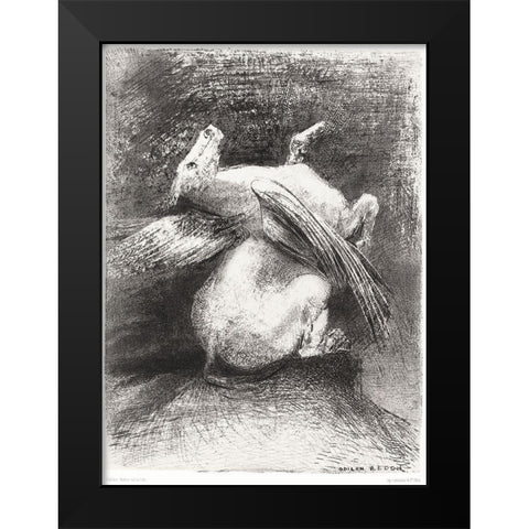 The Impotent Wing Did Not Lift the Animal Into That Black Space  Black Modern Wood Framed Art Print by Redon, Odilon