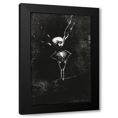 In the Maze of Branches the Pale Figure Appeared Black Modern Wood Framed Art Print by Redon, Odilon