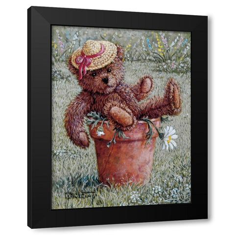 Bear With Hat Black Modern Wood Framed Art Print by Kruskamp, Janet
