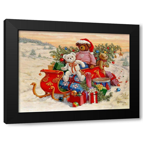 Bears Sleigh Ride Black Modern Wood Framed Art Print with Double Matting by Kruskamp, Janet