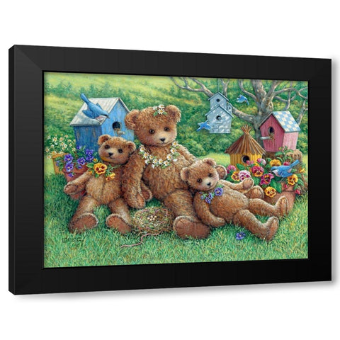 Pansy, Daisy and Viola Black Modern Wood Framed Art Print by Kruskamp, Janet