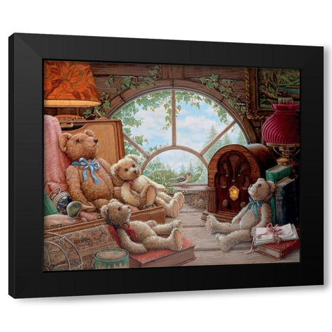 Bears In The Attic Black Modern Wood Framed Art Print by Kruskamp, Janet