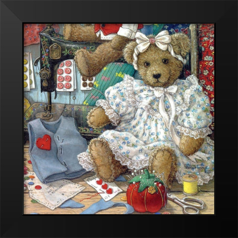 Bears n Bows Black Modern Wood Framed Art Print by Kruskamp, Janet