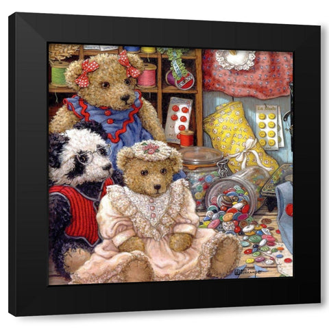 Buttons n Bears Black Modern Wood Framed Art Print by Kruskamp, Janet