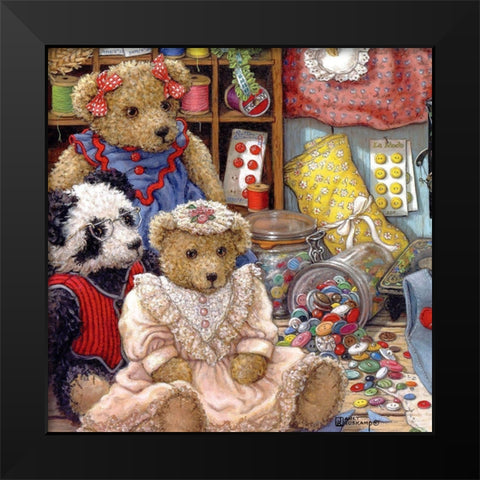 Buttons n Bears Black Modern Wood Framed Art Print by Kruskamp, Janet