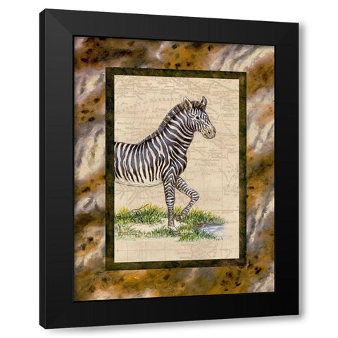Zebra Black Modern Wood Framed Art Print with Double Matting by Kruskamp, Janet
