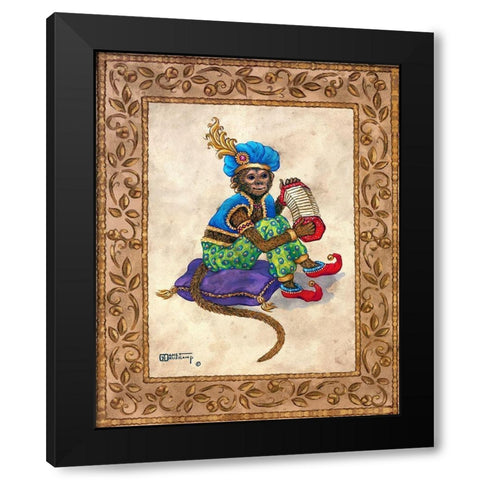 Monkey With Concertina Black Modern Wood Framed Art Print by Kruskamp, Janet