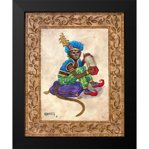 Monkey With Concertina Black Modern Wood Framed Art Print by Kruskamp, Janet