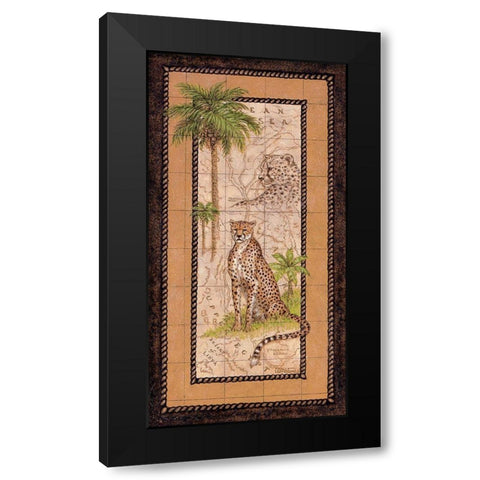 Map with Cheetah Black Modern Wood Framed Art Print with Double Matting by Kruskamp, Janet
