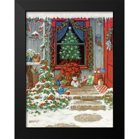 Holiday Front Porch Black Modern Wood Framed Art Print by Kruskamp, Janet