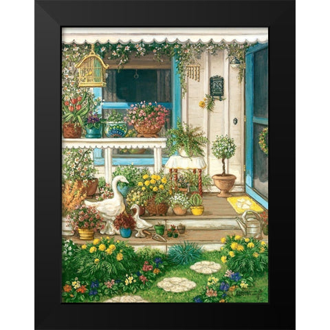 Spring Front Porch Black Modern Wood Framed Art Print by Kruskamp, Janet