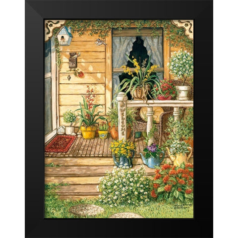 Summer Front Porch Black Modern Wood Framed Art Print by Kruskamp, Janet