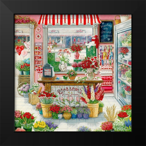 Blossoms Flower Shoppe Black Modern Wood Framed Art Print by Kruskamp, Janet