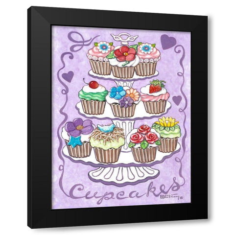 Cupcakes Black Modern Wood Framed Art Print with Double Matting by Kruskamp, Janet