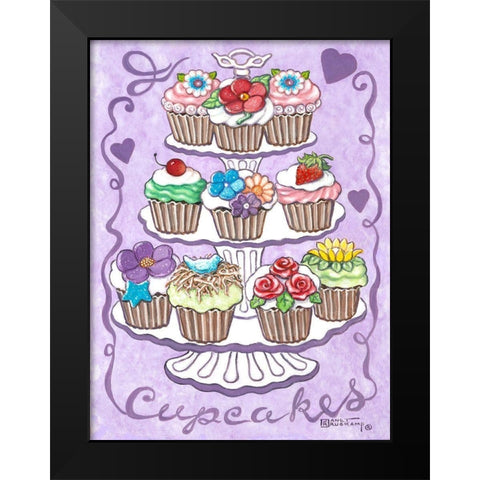 Cupcakes Black Modern Wood Framed Art Print by Kruskamp, Janet