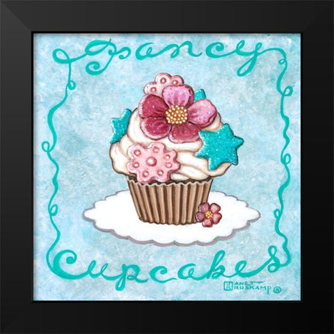 Fancy Cupcakes Black Modern Wood Framed Art Print by Kruskamp, Janet