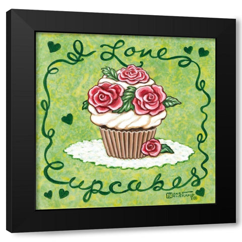 I Love Cupcakes Black Modern Wood Framed Art Print by Kruskamp, Janet