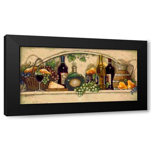 Wine, Fruit and Cheese Black Modern Wood Framed Art Print with Double Matting by Kruskamp, Janet