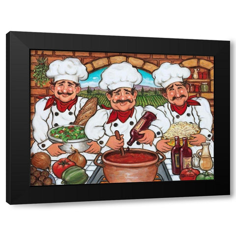 3 Happy Chefs Black Modern Wood Framed Art Print by Kruskamp, Janet