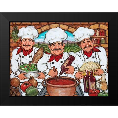3 Happy Chefs Black Modern Wood Framed Art Print by Kruskamp, Janet