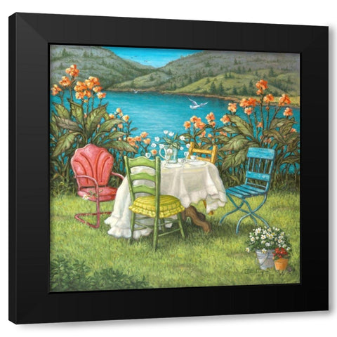 Table for Four Black Modern Wood Framed Art Print by Kruskamp, Janet