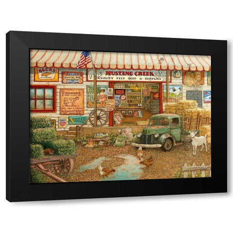 Mustang Creek Feed Store Black Modern Wood Framed Art Print with Double Matting by Kruskamp, Janet