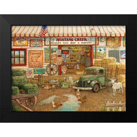 Mustang Creek Feed Store Black Modern Wood Framed Art Print by Kruskamp, Janet