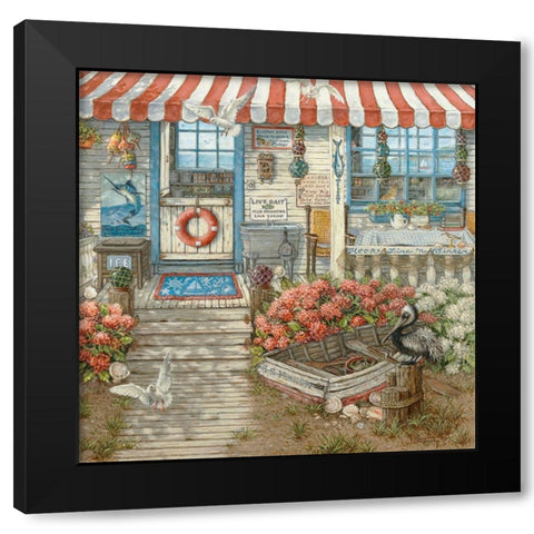 Hook, Line n Sinker Black Modern Wood Framed Art Print with Double Matting by Kruskamp, Janet