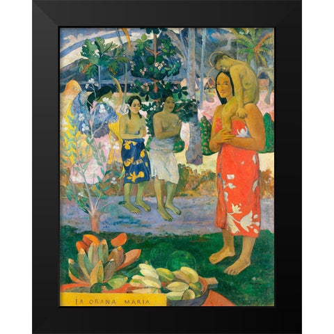Hail Mary Black Modern Wood Framed Art Print by Gauguin, Paul