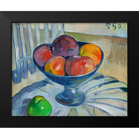 Fruit Dish on a Garden Chair Black Modern Wood Framed Art Print by Gauguin, Paul