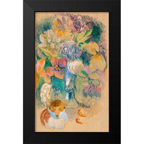 Still Life with Cat Black Modern Wood Framed Art Print by Gauguin, Paul