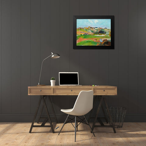 Landscape at Le Pouldu Black Modern Wood Framed Art Print by Gauguin, Paul