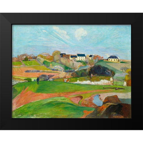 Landscape at Le Pouldu Black Modern Wood Framed Art Print by Gauguin, Paul