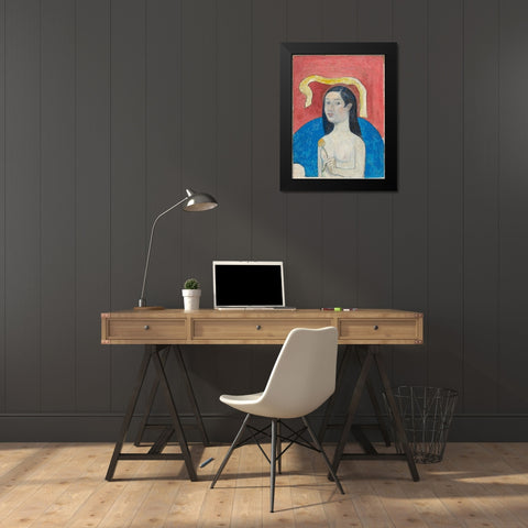 Portrait of the Artists Mother (Eve) Black Modern Wood Framed Art Print by Gauguin, Paul