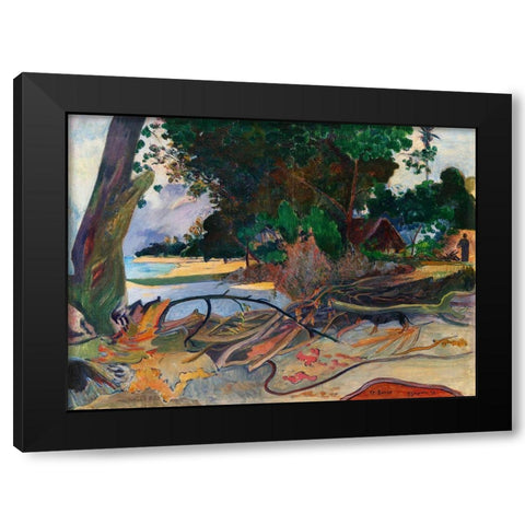 The Hibiscus Tree Black Modern Wood Framed Art Print by Gauguin, Paul