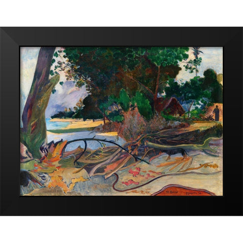 The Hibiscus Tree Black Modern Wood Framed Art Print by Gauguin, Paul