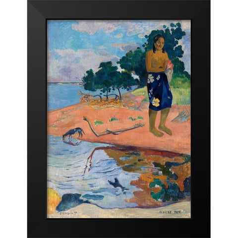 Haere Pape Black Modern Wood Framed Art Print by Gauguin, Paul