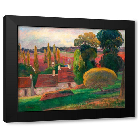 A Farm in Brittany Black Modern Wood Framed Art Print with Double Matting by Gauguin, Paul