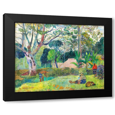 The Big Tree Black Modern Wood Framed Art Print with Double Matting by Gauguin, Paul