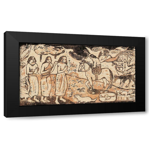 Change of Residence, from the Suite of Late Wood-Block Prints Black Modern Wood Framed Art Print with Double Matting by Gauguin, Paul